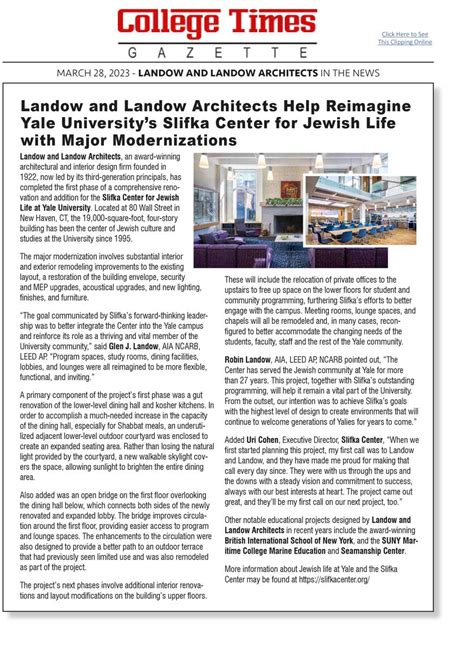 News Landow And Landow Architects Aia