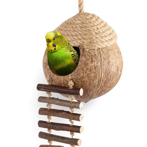 Sungrow Finch Budgie Coconut Shell Breeding Nest Seed Storage Bird
