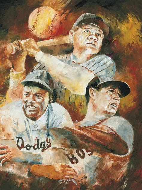 Baseball Legends Babe Ruth Jackie Robinson And Ted Williams Painting Baseball Legends Babe