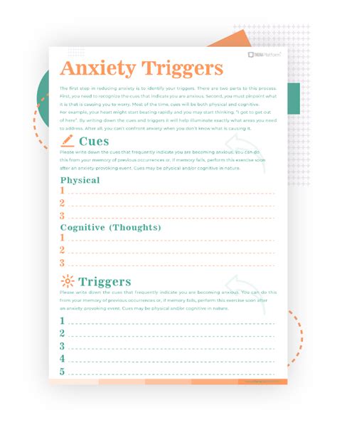 Anxiety Triggers Worksheet Editable Fillable Printabl