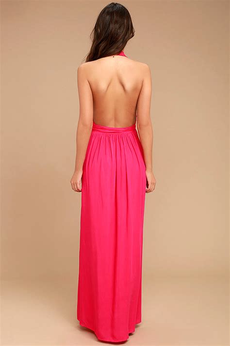 Lovely Hot Pink Dress Maxi Dress Wrap Dress 4900