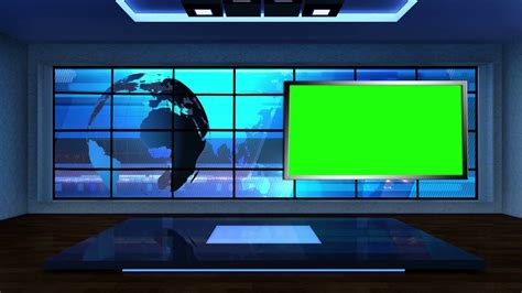 News Tv Studio Set Virtual Green Screen Stock Footage Sbv