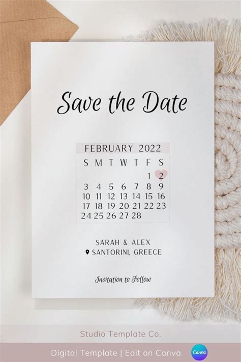 Printable Canva Wedding Save The Date Template With Modern Minimalist