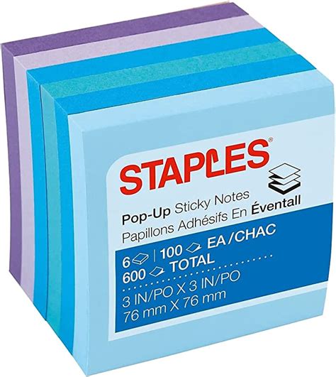 Staples Stickies 3 X 3 Assorted Watercolor Pop Up Notes