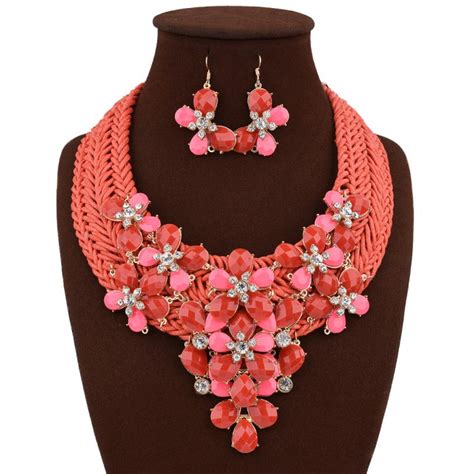 Wholesale Beautiful Multi Layering Coloful Big Red Flower Necklace