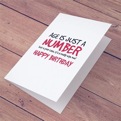 Age Is Just A Number Funny Birthday Card By Madedifferentdesigns