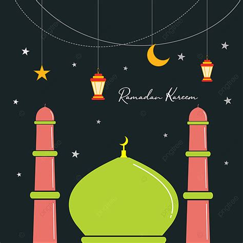 Gambar Masjid Kartun Ramadan Kareem Untuk Kartu Perayaan Ramadan