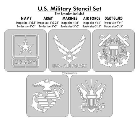 Stencils Military Set Of 5 4 Inch Image On 5x5 Border Size Etsy