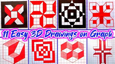 11 Easy Drawing Tricks On Graph Paper Art Tricks For Kids Youtube