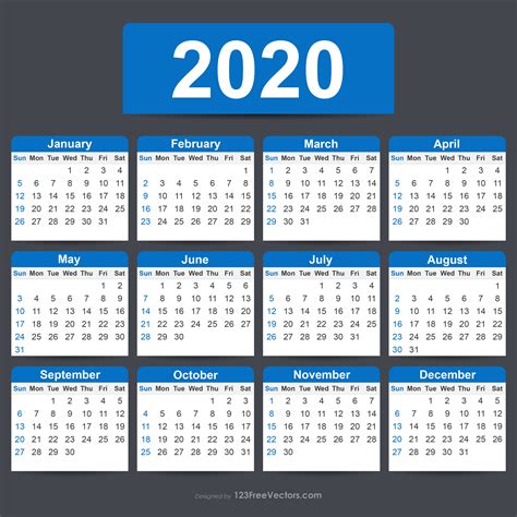 Free Editable Printable Calendar 2020 Template No Ep20y14