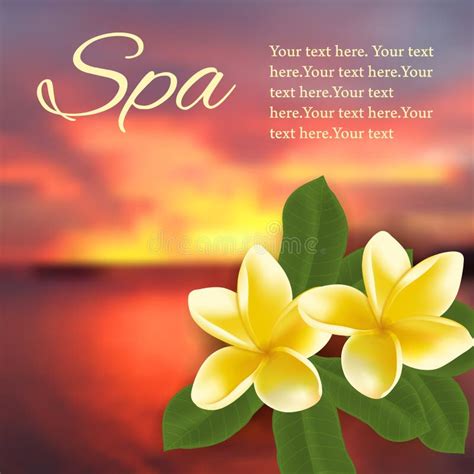 Spa Concept With Blurred Seaside Background And Realistic Vector Frangipani Stock Vector