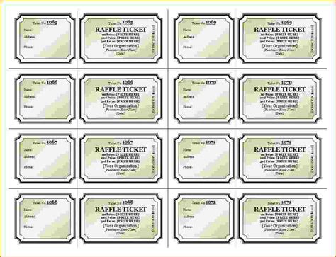 Printable Raffle Tickets With Stubs Templates