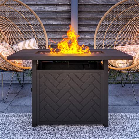Belleze Propane Gas Fire Pit Table 43 Inch Outdoor Fire Pit Auto Ignition 50 000 Btu Propane