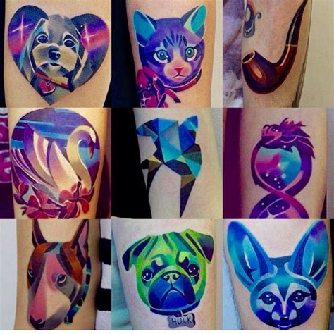 Sasha Unisex Geometric Colorful Animal Tattoos Geometric Tattoo