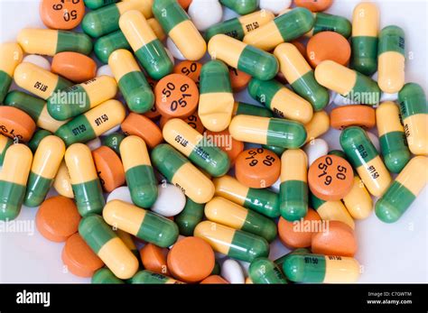 Pile Of Tramadol Hydrochloride Capsules Diclofenac Sodium Tablets And