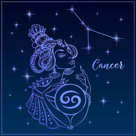 Zodiac Sign Cancer As A Beautiful Girl The Constellation Of Cancer Night Sky Horoscope