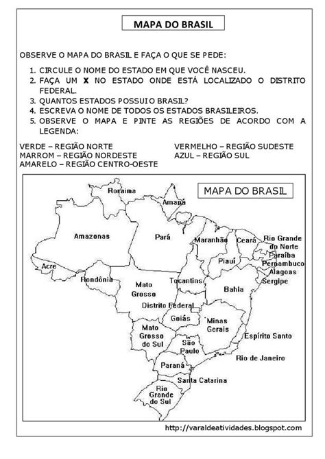 MAPA DO BRASIL ATIVIDADES Geografia Atividades De Geografia