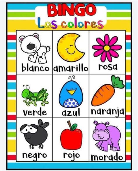 Bingo Para Trabajar Los Colorespage 0004 Orientación Andújar