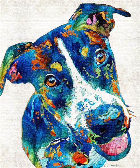 Colorful Dog Art Happy Go Lucky By Sharon Cummings Painting By