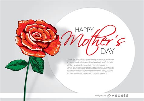 Mothers Day Drawn Rose Card Vector Download