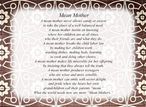 I Had The Meanest Mother In World Poem