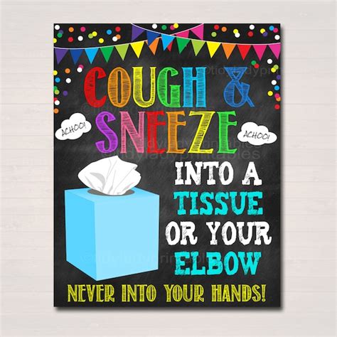 Cover Your Sneeze And Cough Poster Health Safety Prevention Teacher