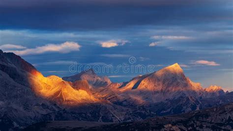 Dolomites Italy Sunset In Giau Stock Photo Image Of
