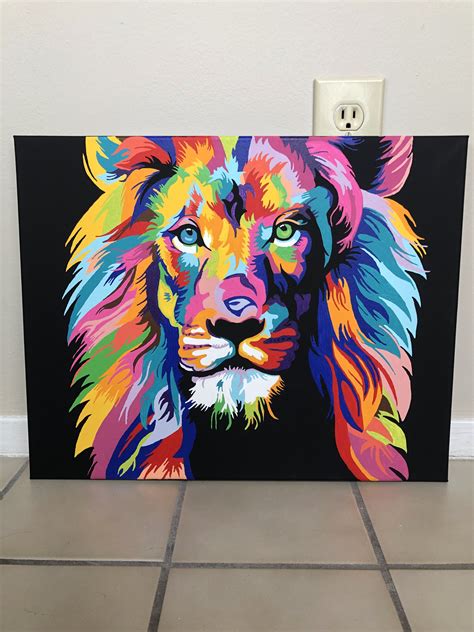 Lion Painting Lion Painting Lion Canvas Painting Colorful Lion Painting