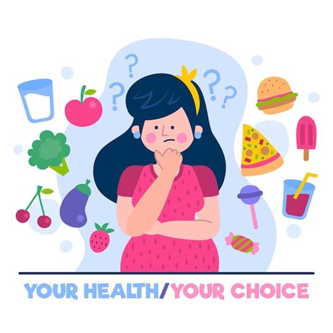 Free Vector Choosing Between Healthy Or Unhealthy Food