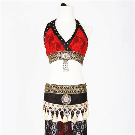 Tribal Belly Dance Costume Set 2 Pieces Outfit Bra Cup Abcd Lace Hip Scarf Women Dancewear