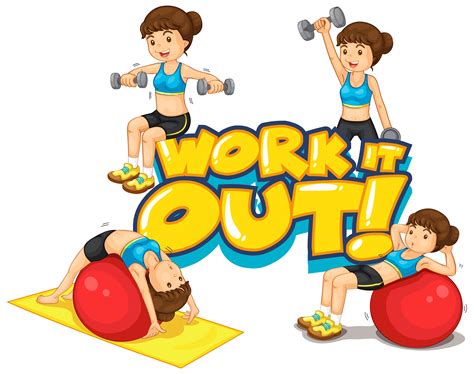 Font Design For Word Work It Out With Woman Doing Exercise 1211870