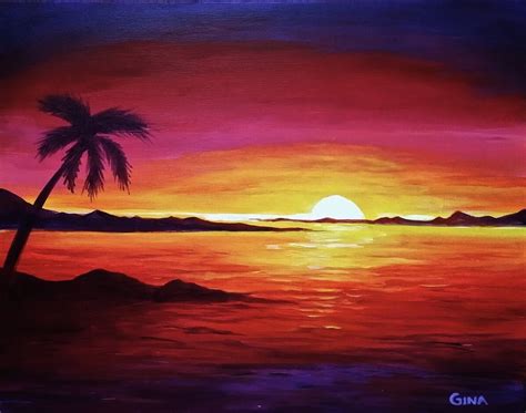 Island Dream Sunset Canvas Painting Sunset Painting Landscape Paintings