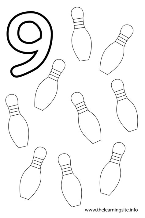 Number Nine Flashcard 9 Bowling Pins The Learning Site