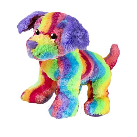 Record Your Own Plush 16 Inch Rainbow Stripe Dog Ready To Love In A