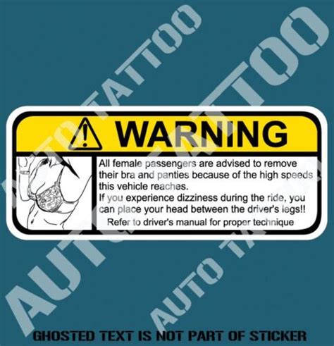 Bra Panty Removal Warning Decal Sticker Humour Funny Novelty Car Decals