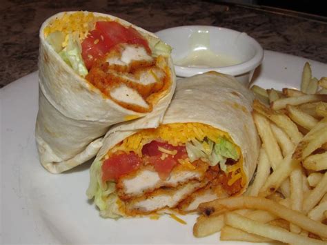 From menu and recipes week 2/11/07. Frankie Bones' Buffalo Chicken Wrap- Crispy fried chicken ...