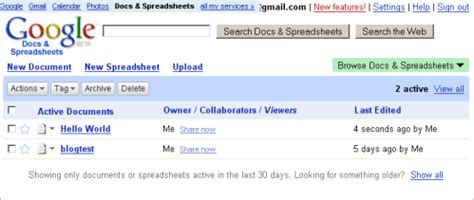 Google Docs Spreadsheets Released
