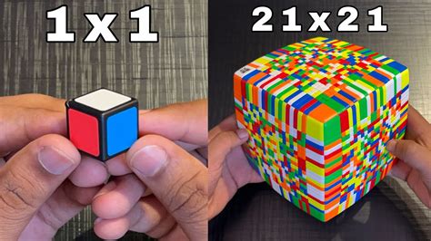 Rubiks Cubes From 1x1 To 21x21 Youtube
