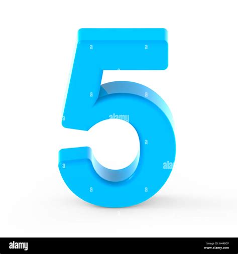 Light Blue Number 5 3d Rendering Graphic Isolated White Background