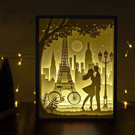 Papercut Light Boxes - Lovers in Paris | 3d paper art, Paper art