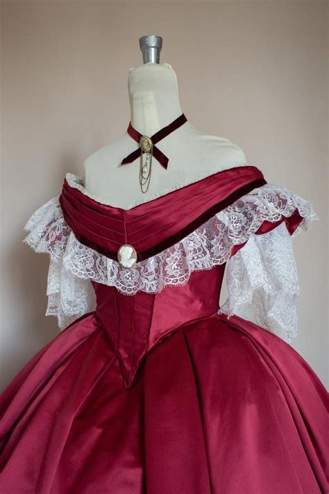 Victorian Prom Dress Victorian Ball Gown Burgundy Satin Etsy Victorian Ball Gowns Ball