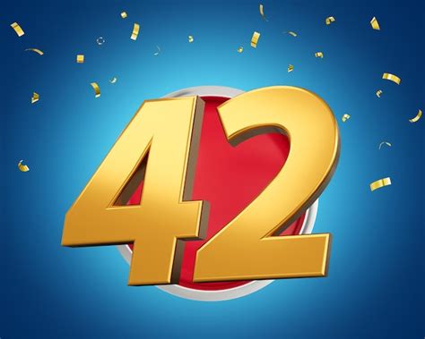 Premium Photo Gold Number 42 Gold Number Forty Two On Rounded Red