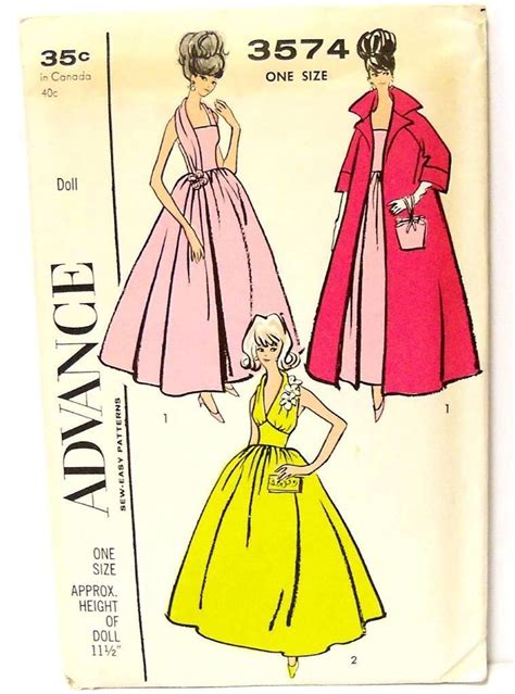 Vintage 1950 S Uncut Advance Barbie Size Doll Pattern 3574 Vintage