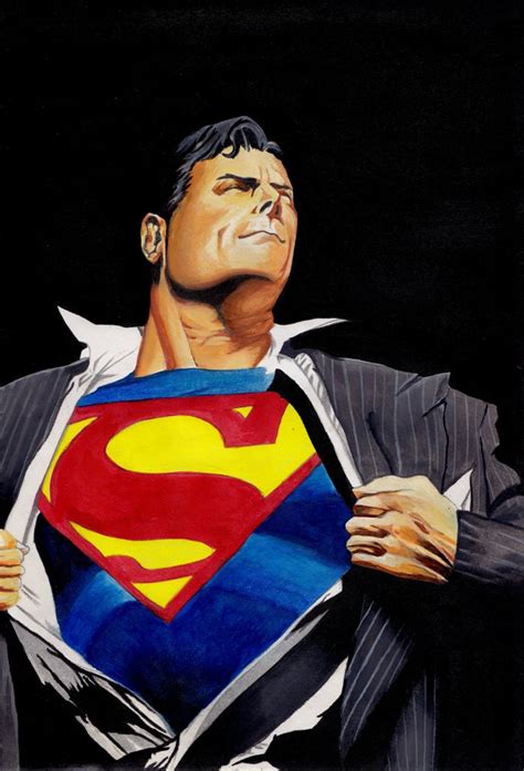 Superman Clark Kent Redraw From Alexross Art Wat By Sabmarin On
