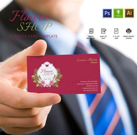 Design and print custom cards with office depot. Creative Flower Shop Business Card Template | Free ...