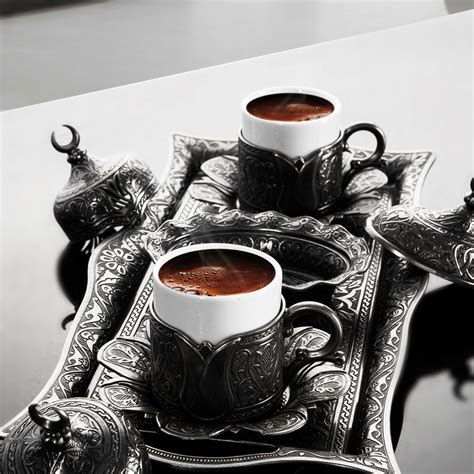 Silver Plated Turkish Coffee Set For Six Person FairTurk Com