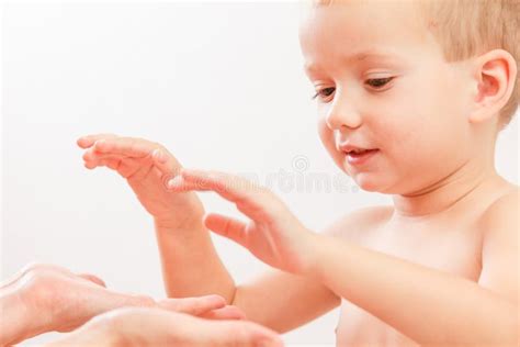 Children Playing Hand Clapping Game On White Stock Image Image Of