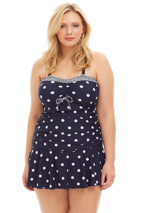 Always For Me Navy And White Dots Plus Size Daphne Bandeau Strapless