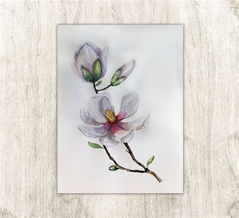 Original Artwork Magnolia Flowers Watercolor Flowers Etsy