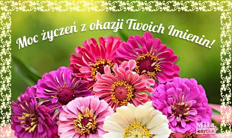 imieniny kartki polska kwiaty święto pozdrawiam Imieniny kartka dla Ciebie Pobierż
